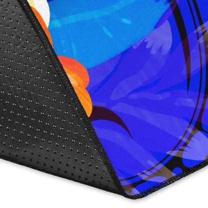 Kosrae Area Rug - Humpback Whale with Tropical Flowers (Blue)