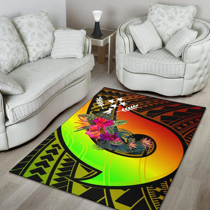 Kosrae Area Rug - Polynesian Hook And Hibiscus (Reggae)