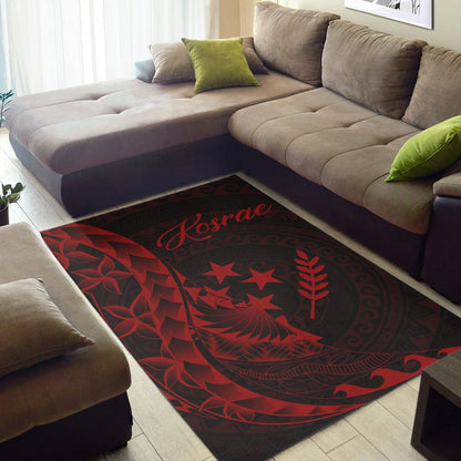 Kosrae Area Rug - Polynesian Pattern Style Red Color