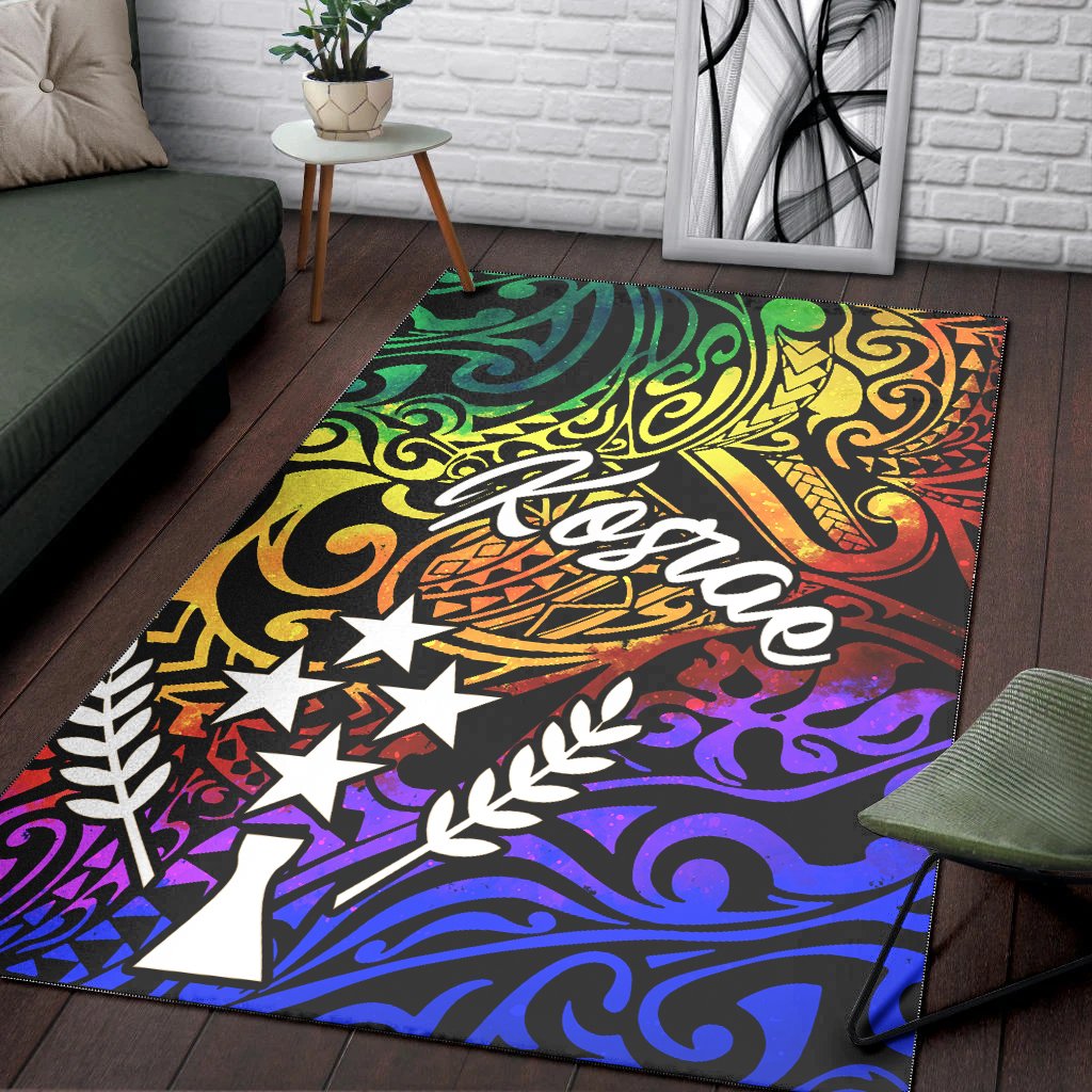 Kosrae Area Rug - Rainbow Polynesian Pattern
