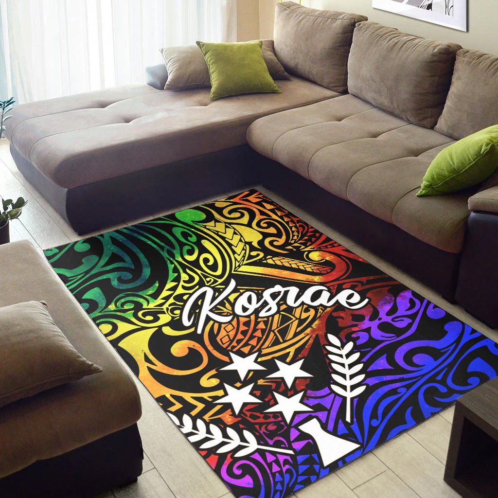 Kosrae Area Rug - Rainbow Polynesian Pattern