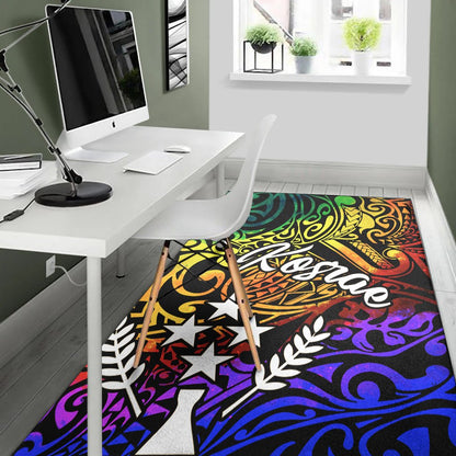 Kosrae Area Rug - Rainbow Polynesian Pattern