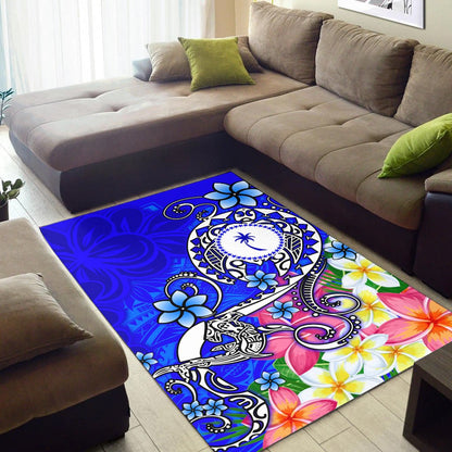 Chuuk Area Rug - Turtle Plumeria (Blue)