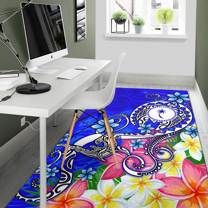 Chuuk Area Rug - Turtle Plumeria (Blue)
