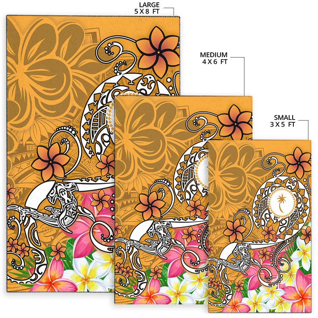 Kosrae Area Rug - Turtle Plumeria (Gold)