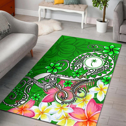 Kosrae Area Rug - Turtle Plumeria (Green)