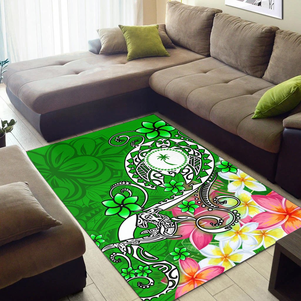 Kosrae Area Rug - Turtle Plumeria (Green)