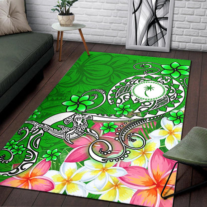 Kosrae Area Rug - Turtle Plumeria (Green)