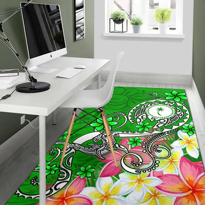 Kosrae Area Rug - Turtle Plumeria (Green)