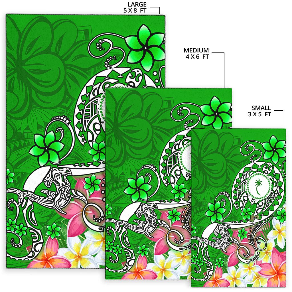 Kosrae Area Rug - Turtle Plumeria (Green)