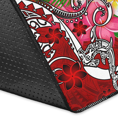 Kosrae Area Rug - Turtle Plumeria (Red)