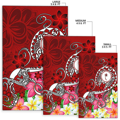 Kosrae Area Rug - Turtle Plumeria (Red)