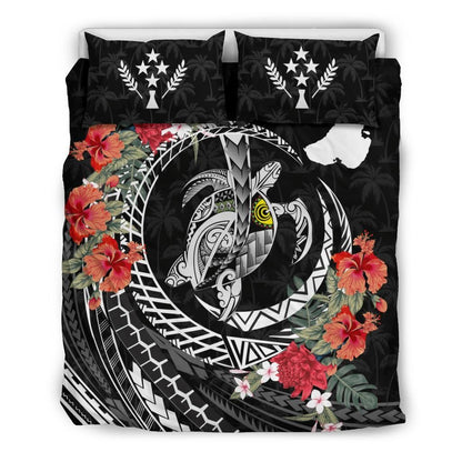 Polynesian Duvet Cover Set - Kosrae Bedding Set Polynesia Map Turtle Hibiscus