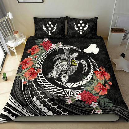 Polynesian Duvet Cover Set - Kosrae Bedding Set Polynesia Map Turtle Hibiscus