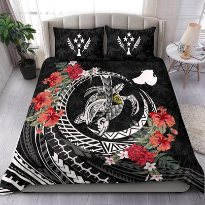 Polynesian Duvet Cover Set - Kosrae Bedding Set Polynesia Map Turtle Hibiscus