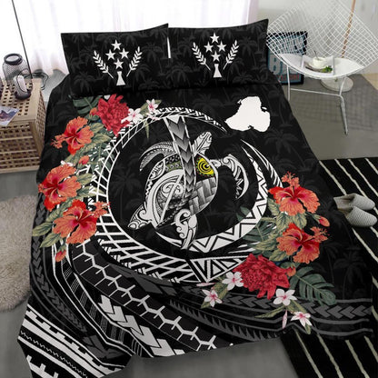 Polynesian Duvet Cover Set - Kosrae Bedding Set Polynesia Map Turtle Hibiscus