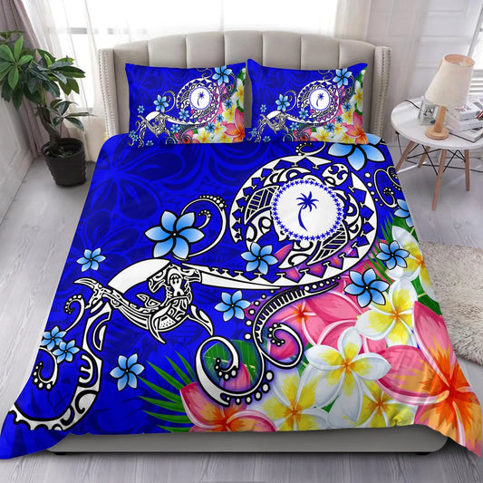 Kosrae Bedding Set - Turtle Plumeria (Blue)