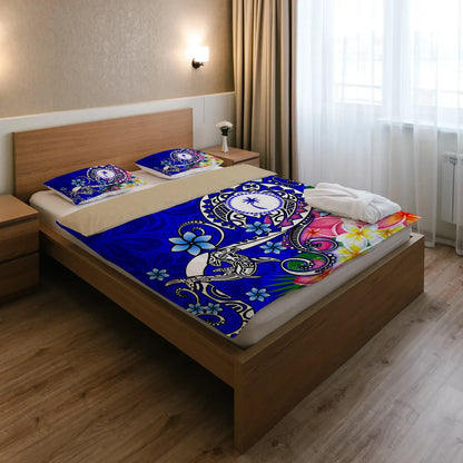 Kosrae Bedding Set - Turtle Plumeria (Blue)