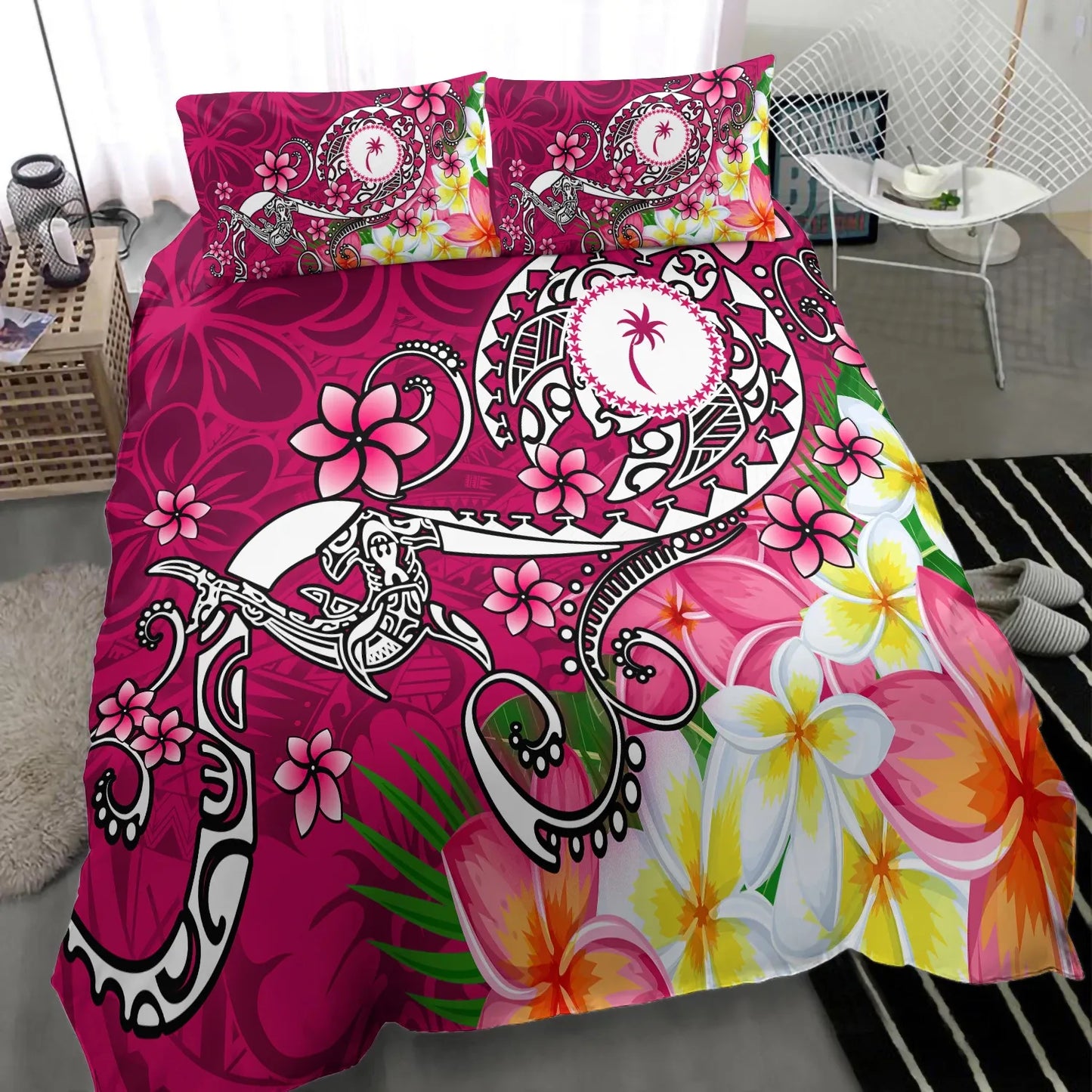 Kosrae Bedding Set - Turtle Plumeria (Pink)