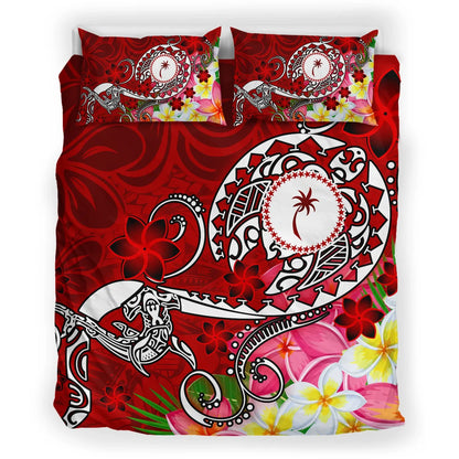 Kosrae Bedding Set - Turtle Plumeria (Red)