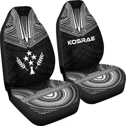 Kosrae Car Seat Cover - Kosrae Flag Polynesian Chief Tattoo Black Version