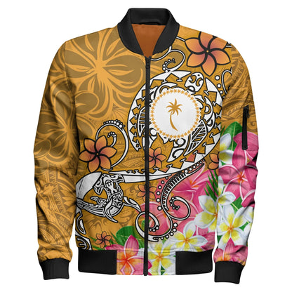 Kosrae Bomber Jacket - Turtle Plumeria (Gold)