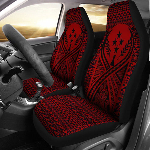 Kosrae Car Seat Cover - Kosrae Flag Polynesian Tattoo Red