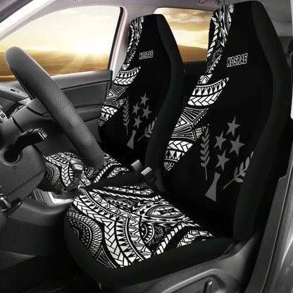 Kosrae Car Seat Covers - Micronesian Pattern Flash Black