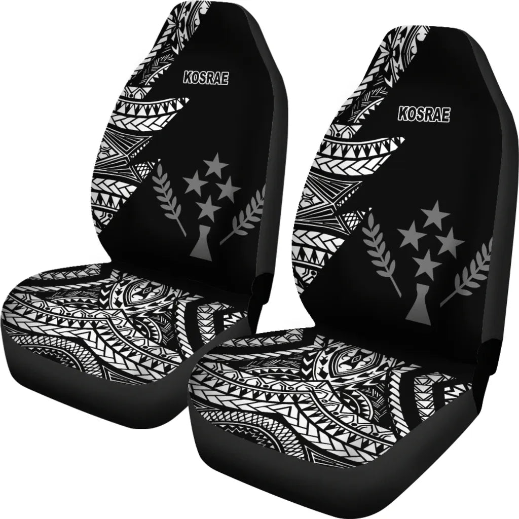 Kosrae Car Seat Covers - Micronesian Pattern Flash Black