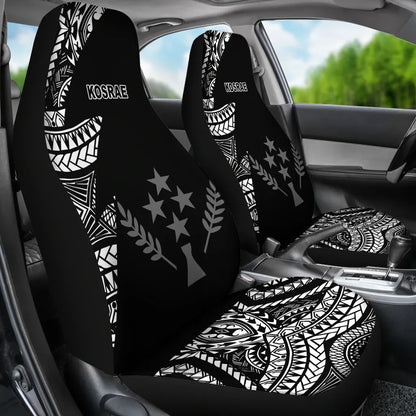 Kosrae Car Seat Covers - Micronesian Pattern Flash Black