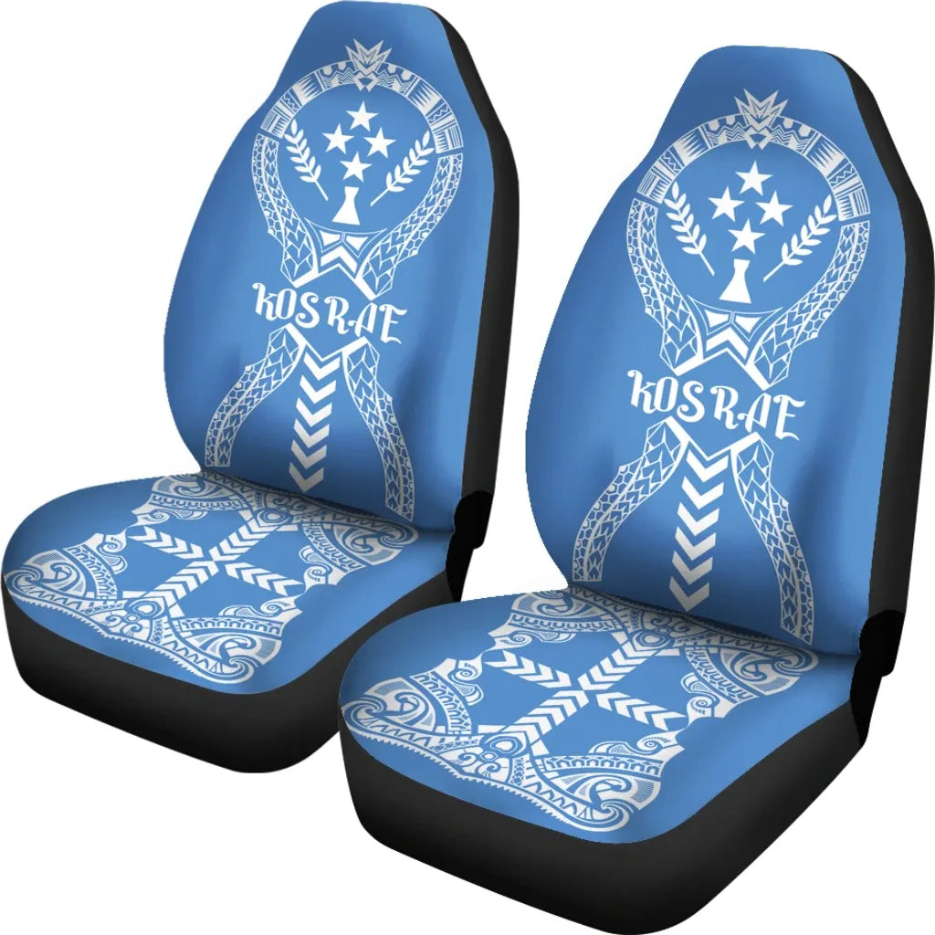 Kosrae Car Seat Covers - Kosrae Flag Micronesian Tribal Blue