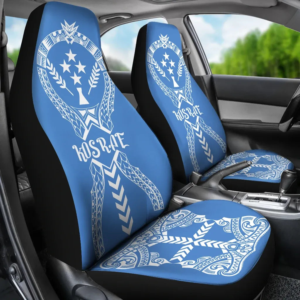 Kosrae Car Seat Covers - Kosrae Flag Micronesian Tribal Blue