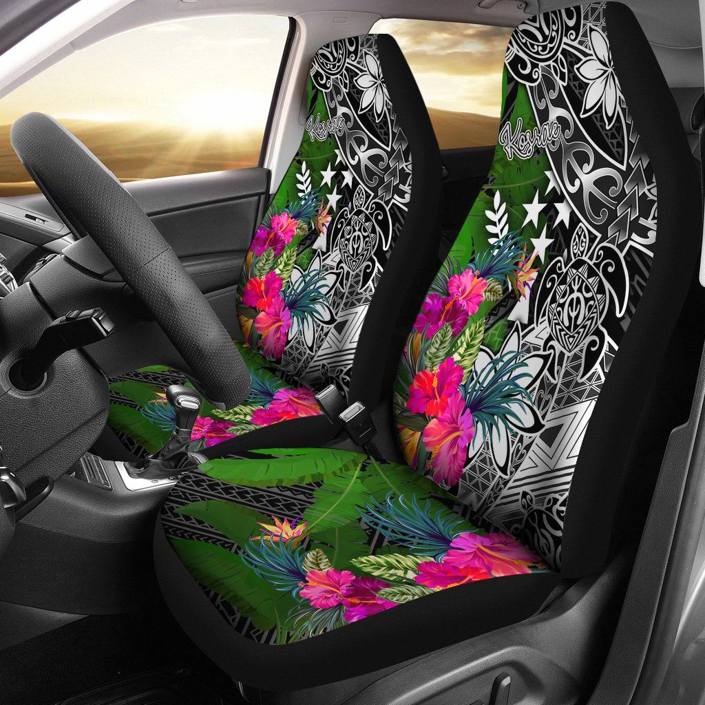 Kosrae Car Seat Covers - Turtle Plumeria Banana Leaf