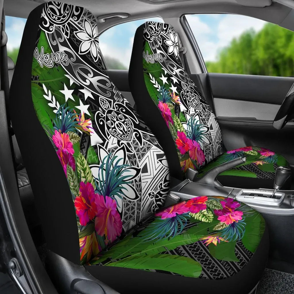 Kosrae Car Seat Covers - Turtle Plumeria Banana Leaf
