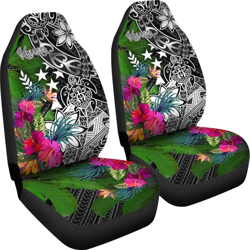 Kosrae Car Seat Covers - Turtle Plumeria Banana Leaf