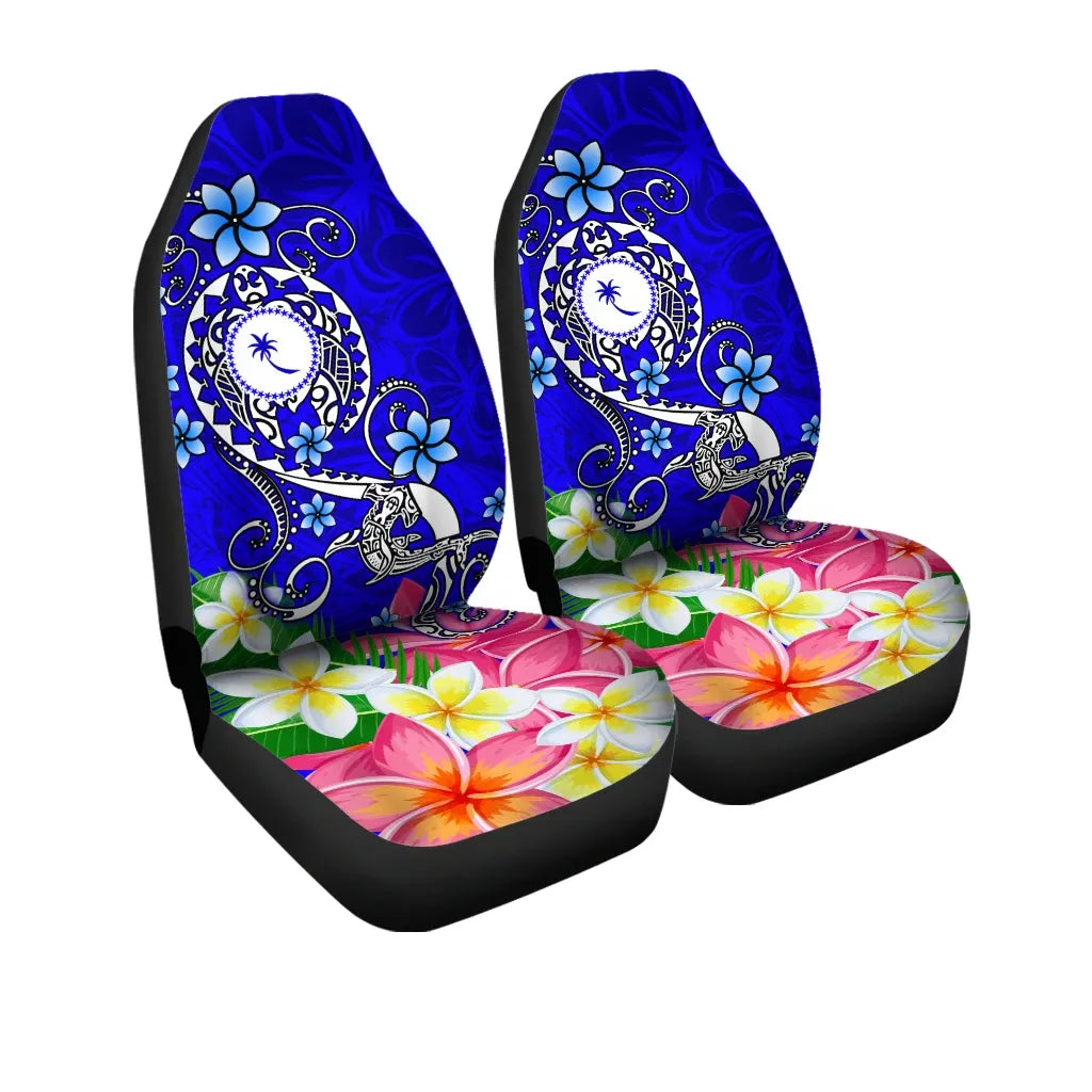 Kosrae Car Seat Covers - Turtle Plumeria (Blue)