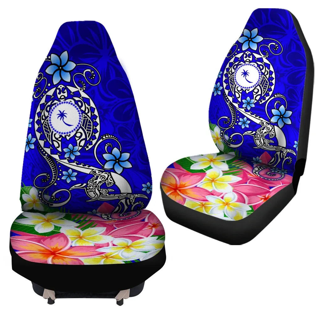 Kosrae Car Seat Covers - Turtle Plumeria (Blue)