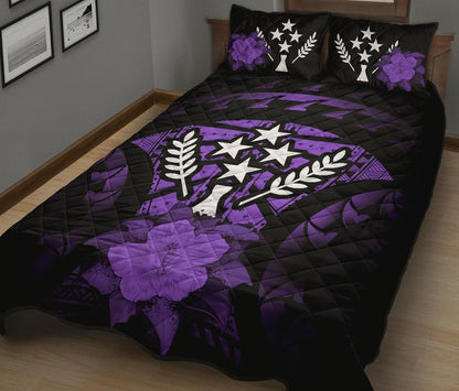 Kosrae Polynesian Quilt Bed Set Hibiscus Purple