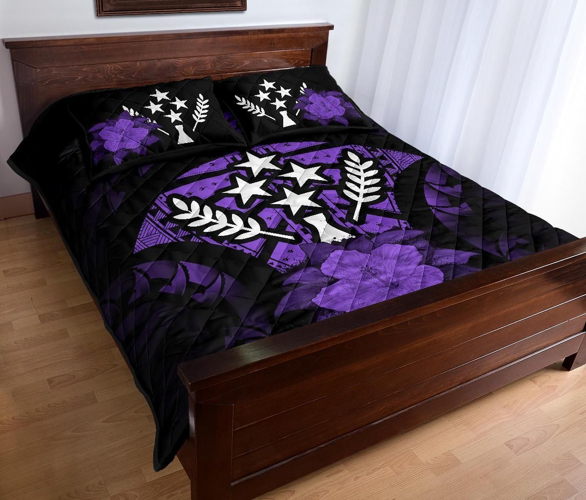 Kosrae Polynesian Quilt Bed Set Hibiscus Purple