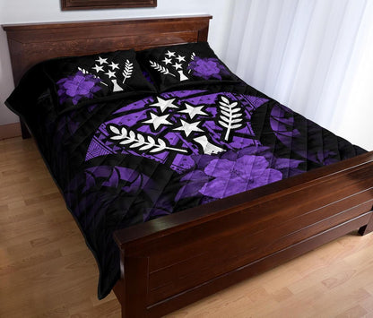 Kosrae Polynesian Quilt Bed Set Hibiscus Purple