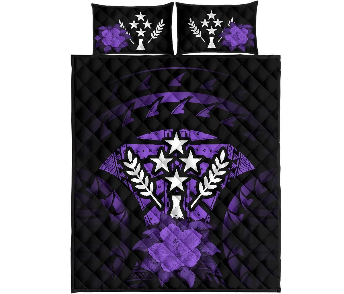 Kosrae Polynesian Quilt Bed Set Hibiscus Purple