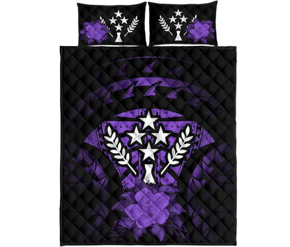 Kosrae Polynesian Quilt Bed Set Hibiscus Purple