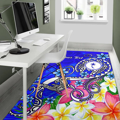Chuuk Custom Personalised Area Rug - Turtle Plumeria (Blue)
