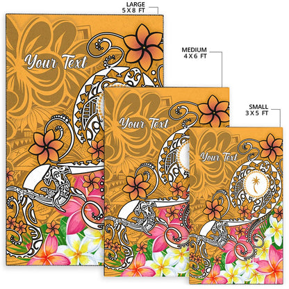 Kosrae Custom Personalised Area Rug - Turtle Plumeria (Gold)