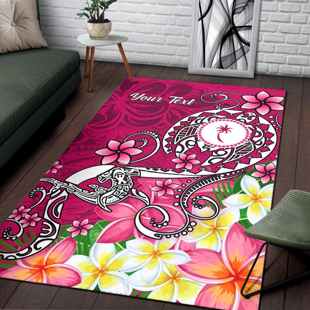 Kosrae Custom Personalised Area Rug - Turtle Plumeria (Pink)