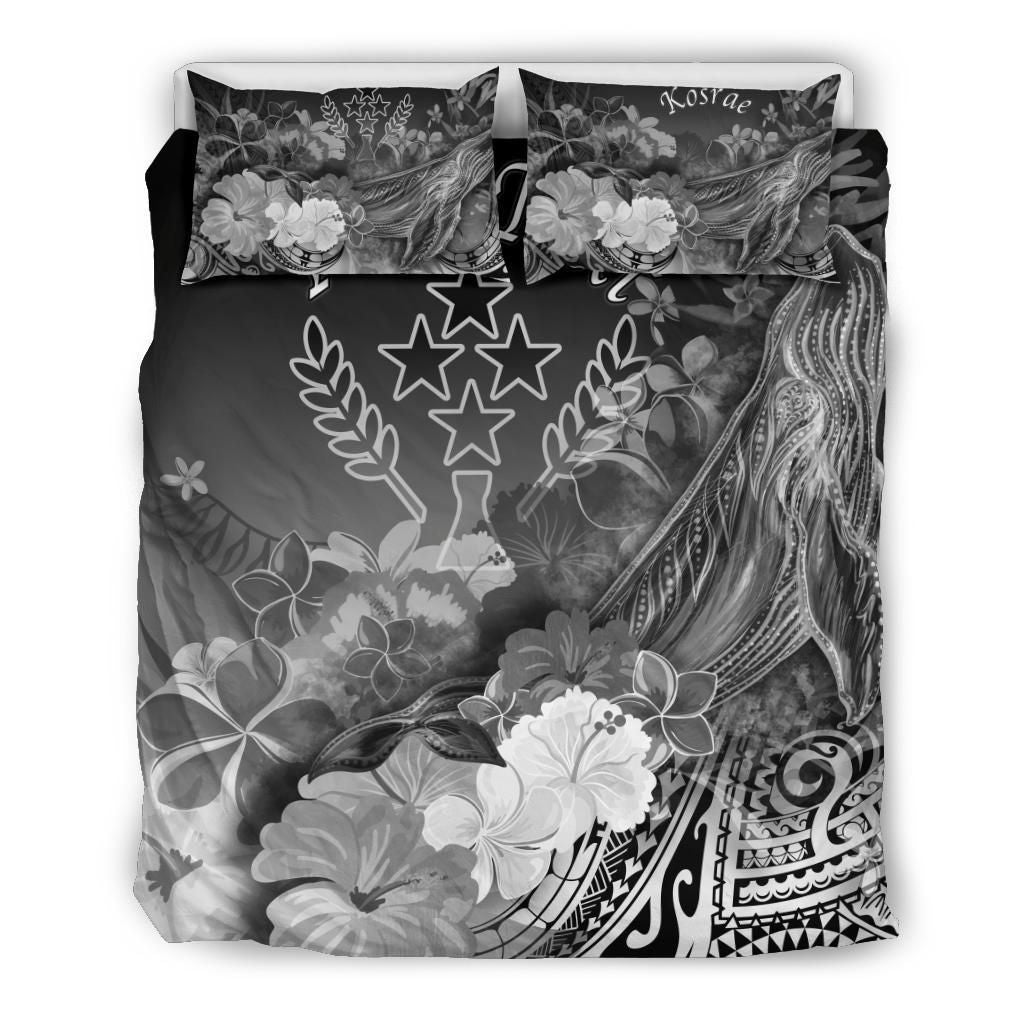 Kosrae Custom Personalised Bedding Set - Humpback Whale With Tropical Flowers (White)