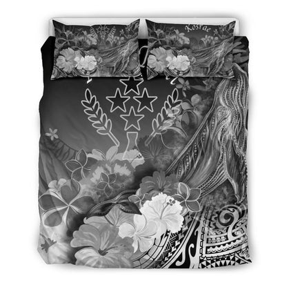 Kosrae Custom Personalised Bedding Set - Humpback Whale With Tropical Flowers (White)