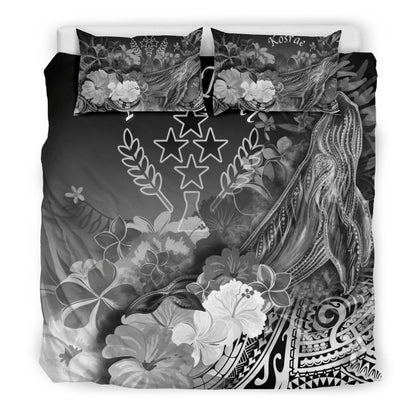 Kosrae Custom Personalised Bedding Set - Humpback Whale With Tropical Flowers (White)