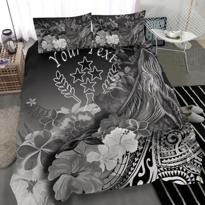 Kosrae Custom Personalised Bedding Set - Humpback Whale With Tropical Flowers (White)