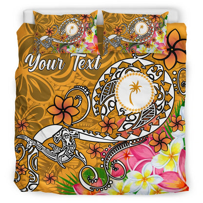 Kosrae Custom Personalised Bedding Set - Turtle Plumeria (Gold)